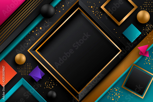Colorful shapes on a black background