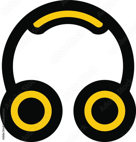 Black and yellow headphones icon design Vector