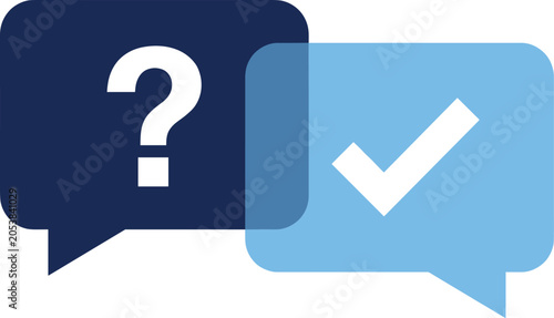 Schilderij op canvas Question and Answer Speech Bubble Icon for Customer Support Frequently Asked Que