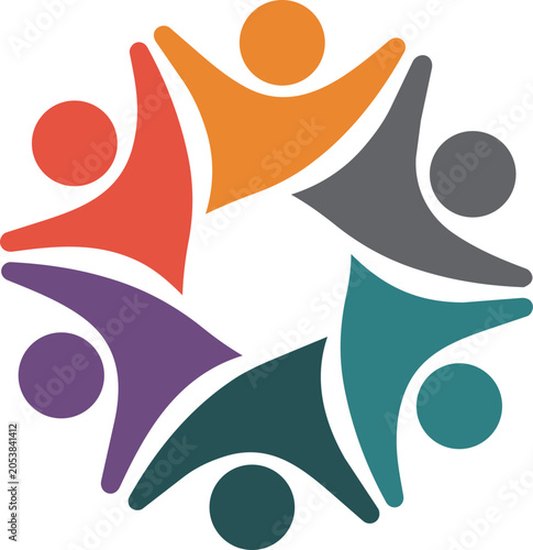 Colorful abstract human figures embracing in unity Vector