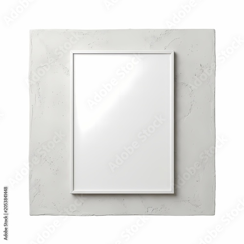 Modern White Picture Frame with Textured Beige Background Isolated