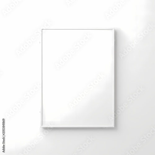 Blank white picture frame on white wall, mockup, copy space, modern decor