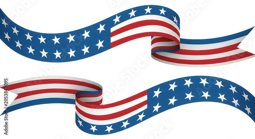 American flag ribbon banners patriotic design elements vector illustration