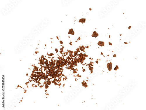 Obraz na plátně Scattered crushed biscuit crumbs isolated on transparent background