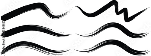 Bild auf Leinwand Brush stroke icon illustration set, black stylized designs showing varied textur