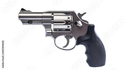 Картината върху платно Shiny metal revolver handgun with black grip