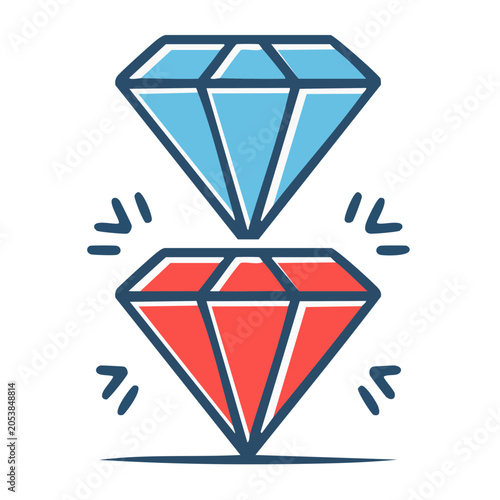 Stacked Diamonds Flat Vector Illustration