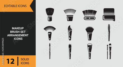 Foto Makeup Brush Arrangement Icons for Professional Beauty Application Tools