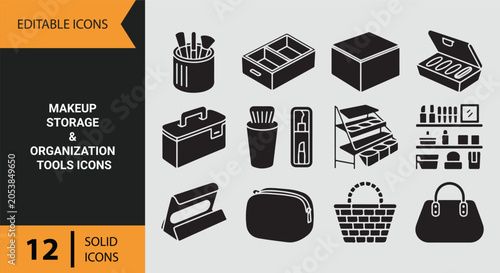 Foto Makeup Storage Organization Icons for Cosmetic Management and Beauty Supplies