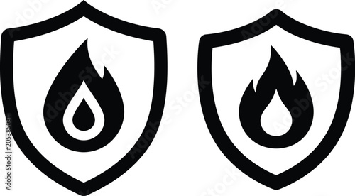 Quadro su tela Fire safety shield icons for protection and prevention concept