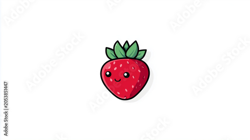 fraise avec un sourie sur un magnifique fond blanc 