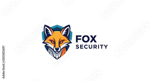 Cuadro en lienzo Fox Security Logo - Shield Emblem with Fox Head and Text