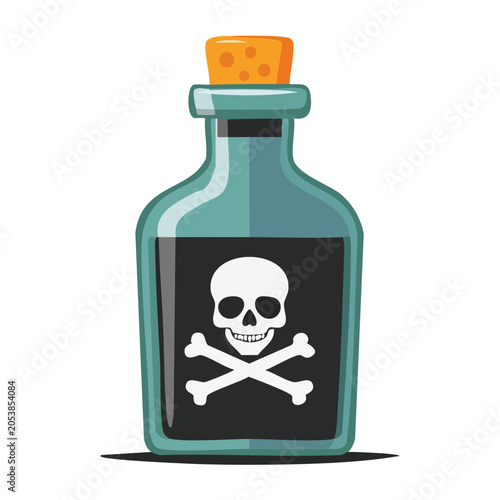 Cartoon poison bottle with skull and crossbones