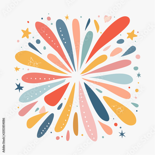 Colorful Abstract Burst with Stars and Dots