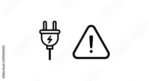 Outage detection and fault alert concept icons with electricity electrical triangular notification detection technical infrastructure maintenance emergency industrial attention