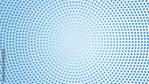 Blue halftone radial pattern with gradient dots
