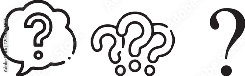 Question marks, speech bubbles, and icons, confusion symbols, query signs, thinking illustrations