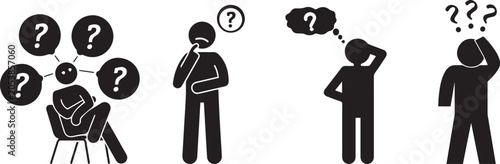 Tableau sur toile Confused people icons, question marks, puzzled expressions, problem solving, thi