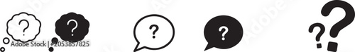 Speech bubbles, question marks, chat icons, dialogue symbols, vector graphics