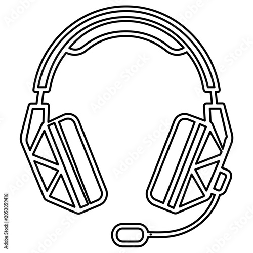 Professional sports commentator microphone vector icon. Minimalist black line illustration for broadcasting, media coverage, and live reporting. Clean flat design isolated on white background.