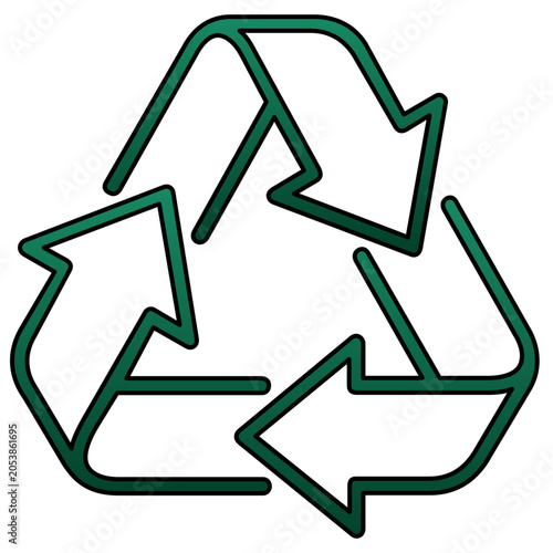 Triangular recycling symbol arrows line icon vector illustration promoting sustainable waste management, eco friendly habits, circular economy, and environmental protection in modern style.