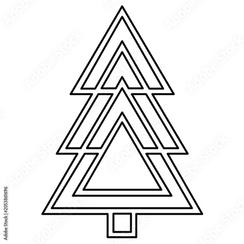 Minimalist pine tree coniferous silhouette line icon vector illustration representing evergreen nature, forest preservation, wilderness growth, and ecological stability in a clean style.