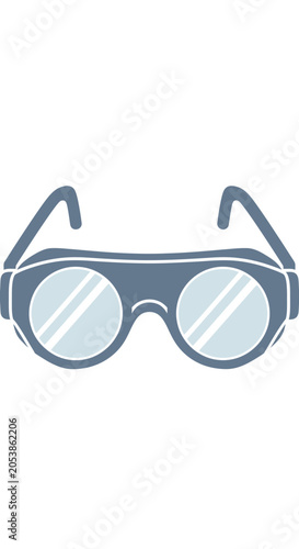 Blue Safety Goggles Icon on White Background