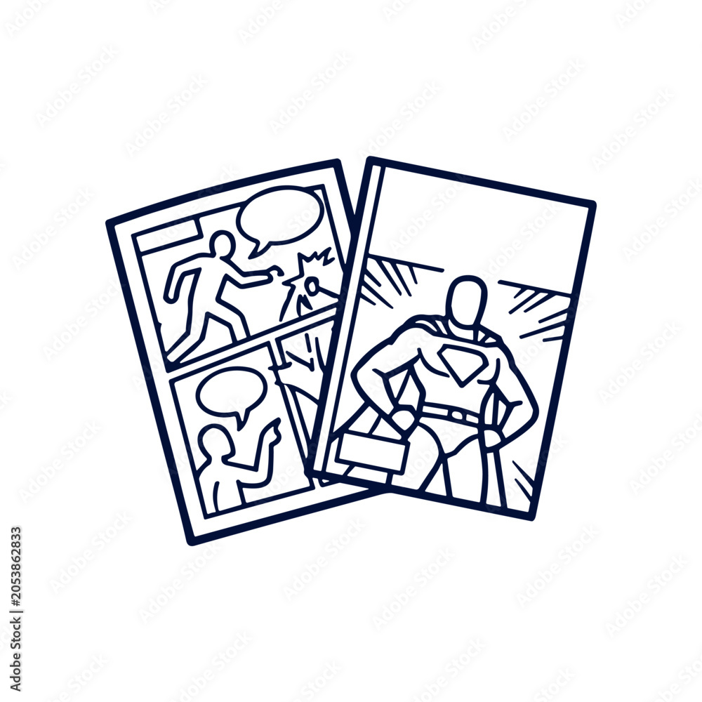 Fototapeta premium Black and white comic book pages.