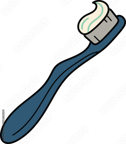 Toothbrush with Toothpaste Flat Vector Illustration with Dental Hygiene, Oral Care and Personal Health Design.