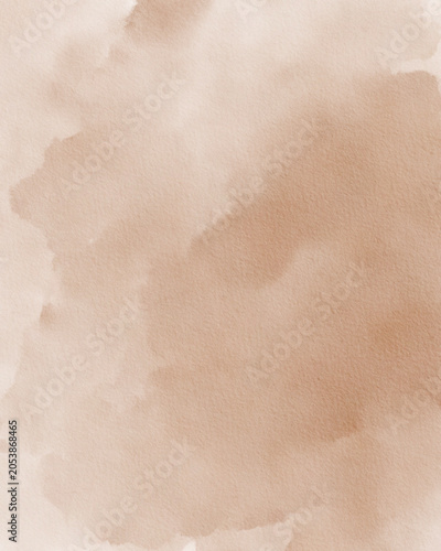 Abstract artistic background featuring a soft blend of brown, beige, and tan watercolor paint washes. This subtle, earthy texture creates a serene and versatile backdrop for various design projects.