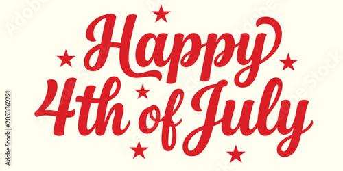 Happy 4th of July Typography Design, American Independence Day Celebration Lettering Vector