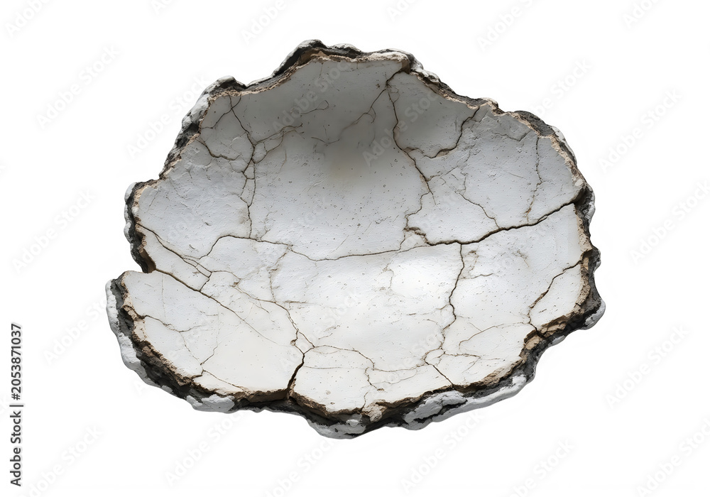 Fototapeta premium Cracked White Ceramic Bowl With Dark Rim transparent background