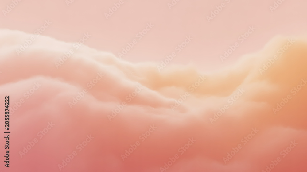 Fototapeta premium Soft, fluffy clouds in shades of pink and orange, sunset sky pink clouds orange clouds