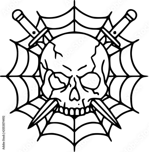 cracked skull crossed daggers web