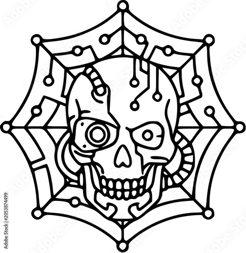 cyborg circuit skull web