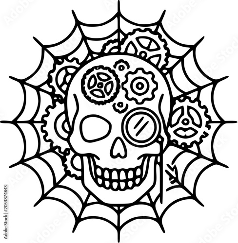  steampunk gear monocle skull web
