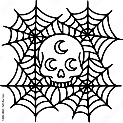 triple crescent moon skull webs