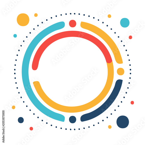Colorful circle with dots in flat design style