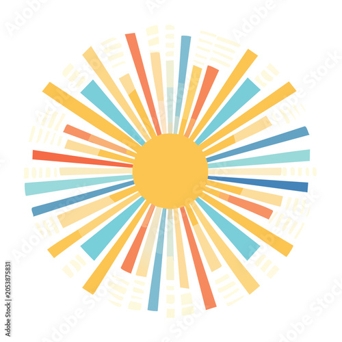 Colorful sunburst illustration with radial energy lines