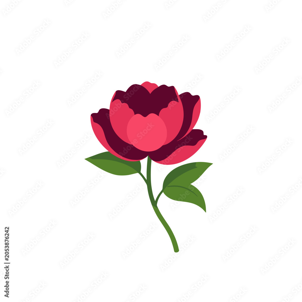 Obraz premium Red Rose Flower Icon Vector Illustration, Isolated Transparent Background for Web Design and App Interface Use