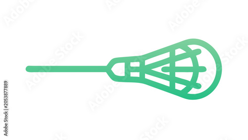 Lacrosse stick icon, minimalist design, green color, vector illustration
