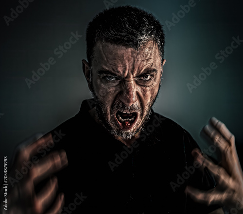 Картината върху платно Angry man screaming in rage expressing stress and frustration