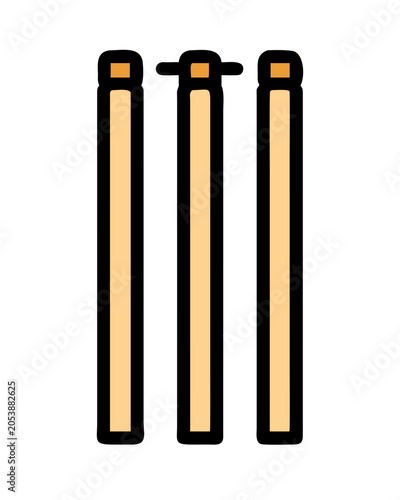 Cricket stumps illustration, vibrant design, sports equipment, graphic style
