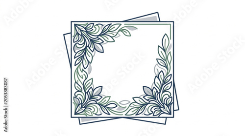 Elegant Floral Corner Design Element with Leaves and Swirls.