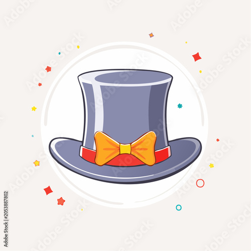 Top Hat with Bow Tie and Confetti