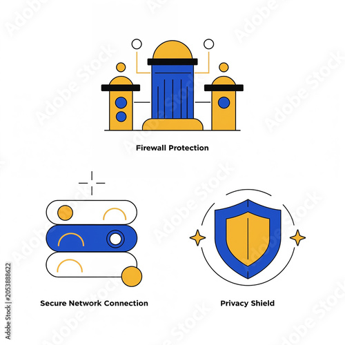 Cybersecurity Protection Icon Set Digital Security Vector
