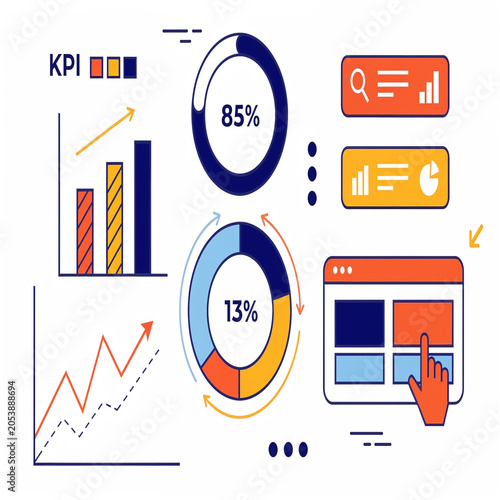 Data Analytics Dashboard Business Infographic Elements Vector