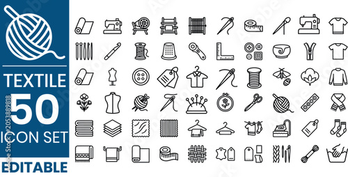 Fotografía Textile icon set editable sewing and fashion design elements