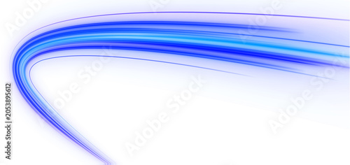 Bright blue speed trail with glowing motion streaks and dynamic acceleration effect. Futuristic technology style. png
