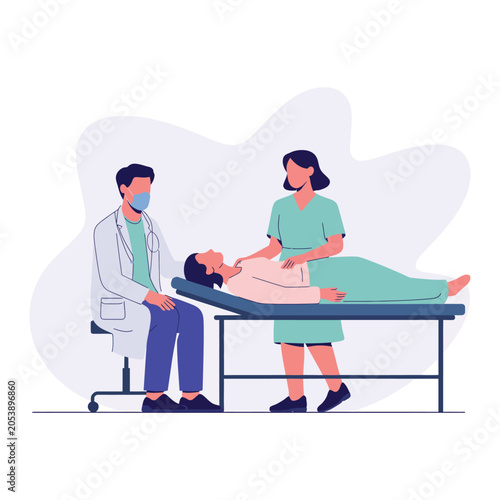 Medical examination of patient by doctor in clinic healthcare setting